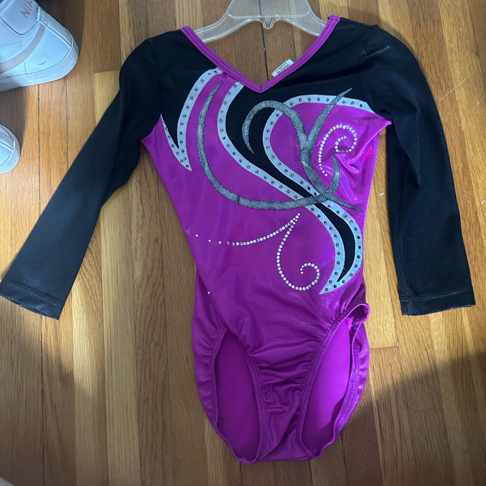 Black and Pink Long Sleeve Leotard